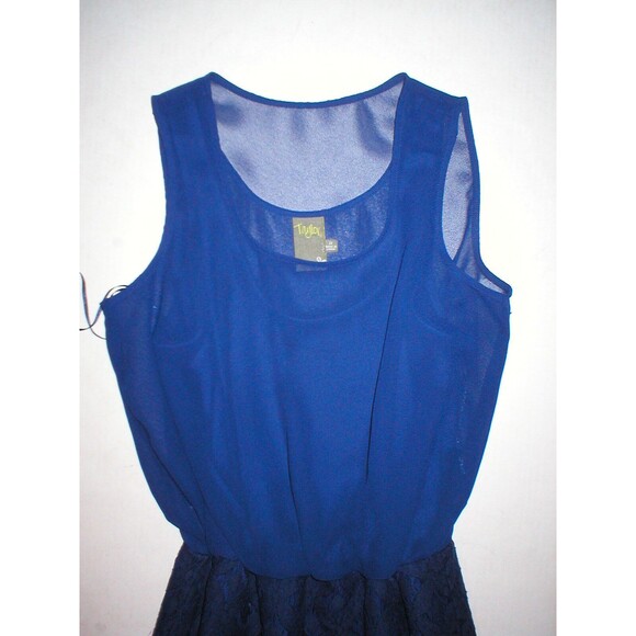New Womens NWT Taylor Dress 4 Blouson Navy Blue Dark Lace Chiffon Office Date - Picture 2 of 4
